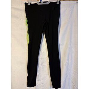 Gap Black Green Stripe Leggings Workout Activewear Womens Large L Stretch